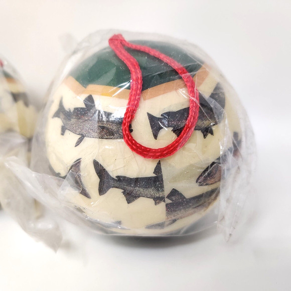 Vintage Fish Ornaments Fishing Trout 4 Balls 12 Sculpture FIGI Graphics 1995-96 - Picture 8 of 16